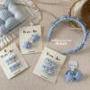Spring new blue and white checkered ballet-style cute girls and sweet girls, versatile and adorable star bow children's hair accessory and headwear set details Picture
